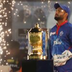Rishabh pant with trophy